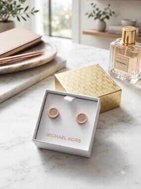 Michael Kors Rose Gold Crystal Pave Stud Earrings